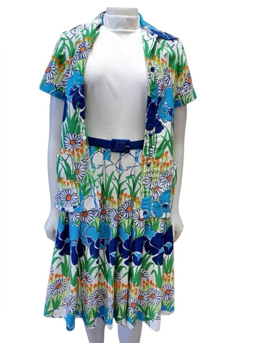 Tori Richard EUC Vintage Three Piece Floral Dress Vibrant Size 12